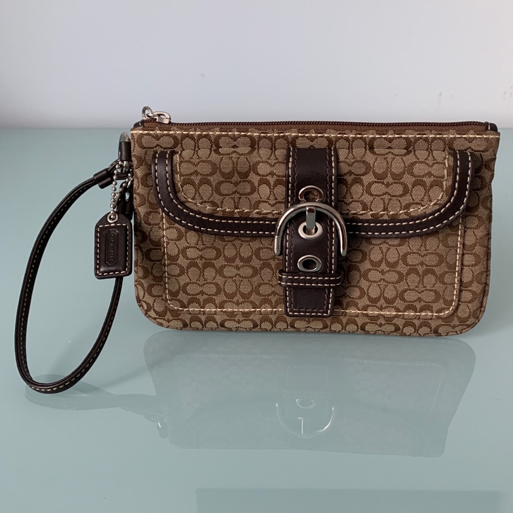 Coach Brown Signature Jacquard Clutch/Wristlet